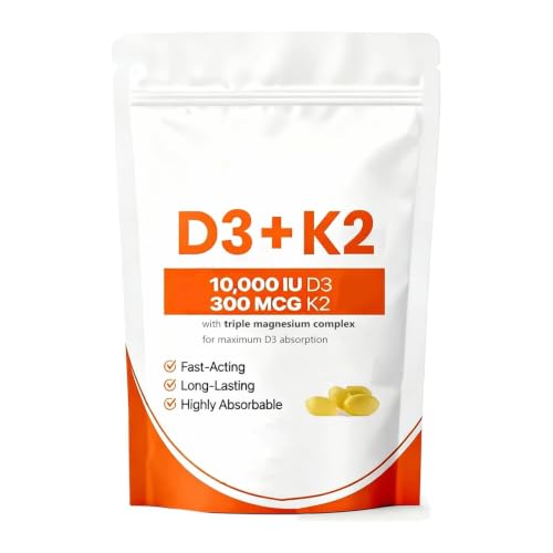 true nutra D3 K2Vitamin D3 K2 10 000 IU Magnesium Supplement Non-GMO Gluten-Free Supports Immune & Energy 300 Coconut Oil Softgels