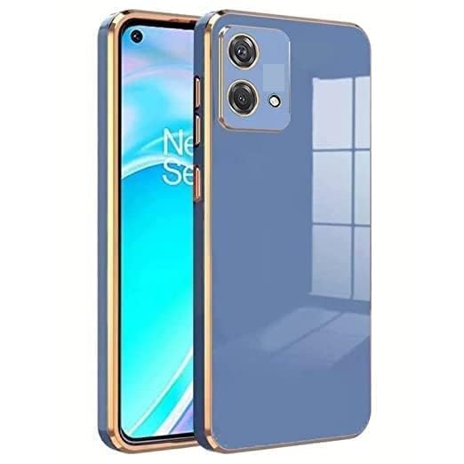 Image of for Motorola /Moto G54 5G Plating Square Gold Frame Phone Case Luxury Soft Silicone Back Cover for Motorola /Moto G54 5G (Blue)