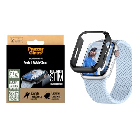 Protecteur d'écran Apple Watch 2024 42mm avec coque rigide noire
