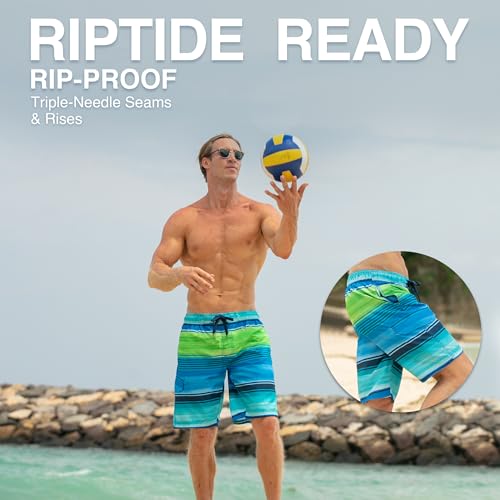 Image of Kanu Surf Men's Big Viper Extended Size Stripe Swim Trunk