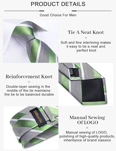 Image of DiBanGu Mens Striped Tie Silk Woven Necktie and Pocket Square Cufflinks Tie Clip Set Wedding Business Formal Gift Tie for Men