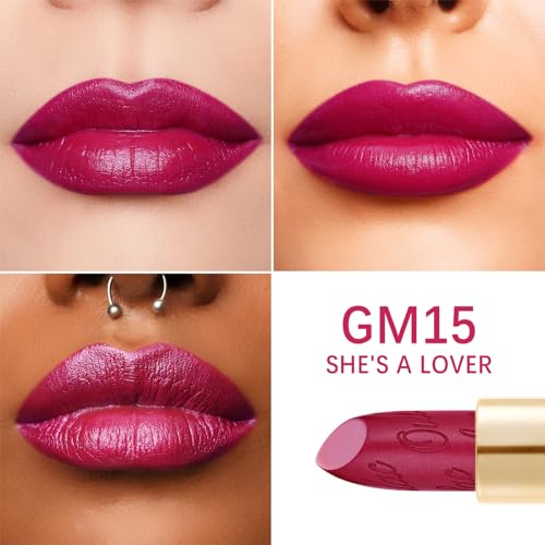 OULAC Glow Metallic Shine Pink Lipstick, Rose High Impact Lipcolor, Lightweight Soft and Ultra Hydrating, Long Lasting - Image 4