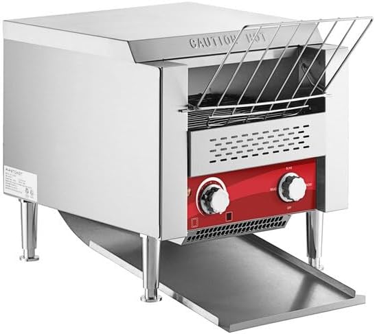Commercial Conveyor Toaster, 10 Inch Wide, Silver, 3 Inch Opening, 300 Slices per Hour, Electric, 120V 1750W, Pass-Through Design, 14.5x17x16.5 Inches