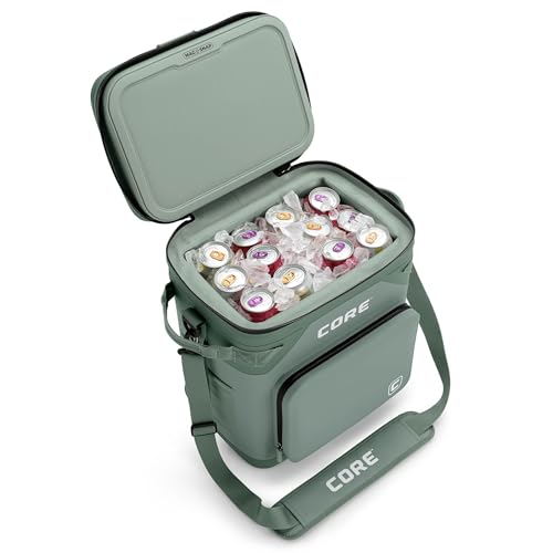 Image of CORE Magnetic Leak Proof Soft Cooler with Waterproof Zipper | Insulated Bag Portable Ice Chest Box | Best Soft Cooler for Food & Beverages for Tailgating, Car Camping, Travel, and Family Beach Picnics