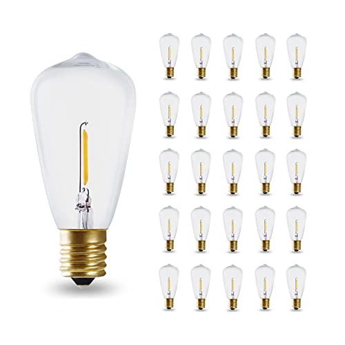 St38 Antique Vintage Style Light, Warm White 2700K Old Fashioned Led Light, Incandescent 7Watt Not Dimmable Edison Light Bulb, Clear Glass E12 Base(0.65W/110V) 25-Pack #TOP5
