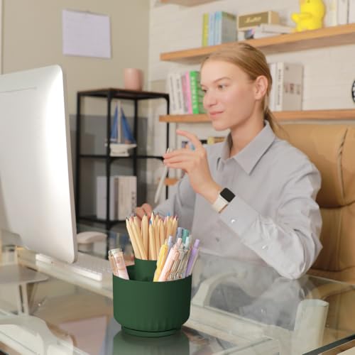 Image of SKYDUE 360 Degree Rotating Desk Organizer, Dual-Purpose Pencil Pen Holder for Desk, Rotating Pencil Cup with Stickers, Office Supplies, Desk Decor for Office, School, Home