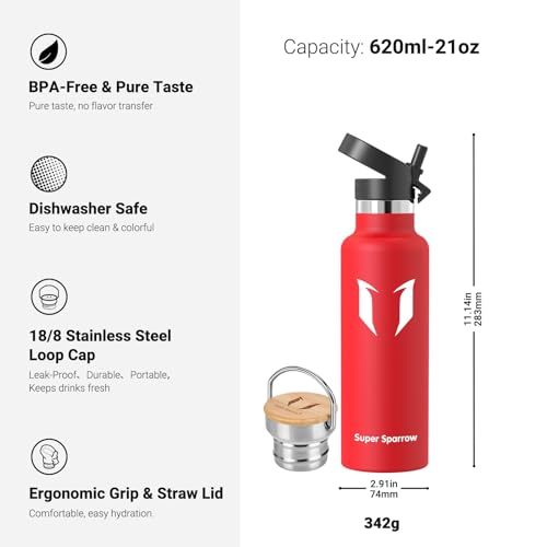 Super Sparrow Edelstahl Trinkflasche 620ml auslaufsicher BPA-frei