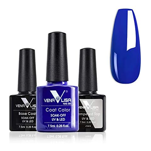 VENALISA Blue Gel Nail Polish Top Coat and Base Coat Set,No Wipe Tempered Top Coat Soak off gel ,Newly upgraded low odor formula Gel Nail kit Long Lasting Shiny High Gloss Finish Cover