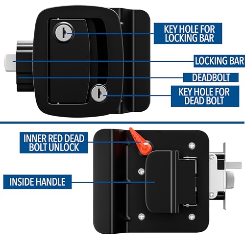Image of Leisure Locks Upgraded RV Travel Trailer Entry Door Lock Polar Black Paddle Deadbolt 3-Pack (3)