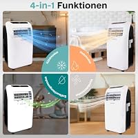 SereneLife Klimaanlage mobil 4-in-1: Luftkühler, Ventilator, Luftentfeuchter + Heizung – Tragbares Klimagerät mit Abluftschlauch, Fernbedienung & Kit für Räume bis 42 m² – Fenster-Montage 9,000 BTU – Ansicht 3