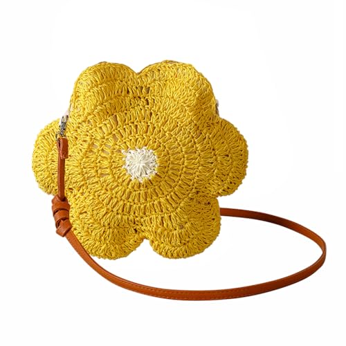 Straw Beach Bag for Women Fashion Flower Shoulder Bagss Cute Crossbody Purse Messenger Handbag