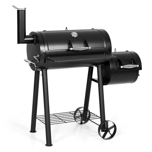MFSTUDIO Heavy Duty Charcoal Wood Offset Outdoor Smoker Grill