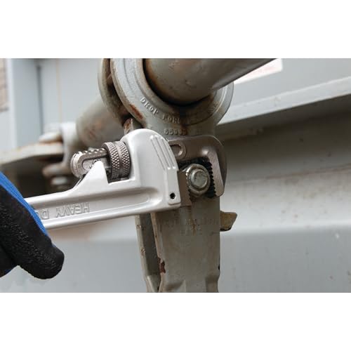 Image of Performance Tool W2110 10 in. Aluminum Pipe Wrench | Precision milled drop forged steel jaws. Strong, lightweight aluminum handle. Plumbing tool