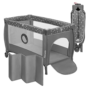 Lionelo Stefi Plus Reisebett bis 15 kg Babybett Kinderreisebett mit Matratze Seitlicher Eingang mit Reißverschluss Hochwertige Schaumstoffmatratze