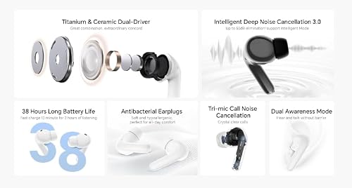 HONOR Choice S8 Écouteurs sans fil | Écouteurs intra-auriculaires Bluetooth | Son stéréo | Appels mains libres | Ajustement confortable | Multi-appareils | Blanc | Garantie britannique