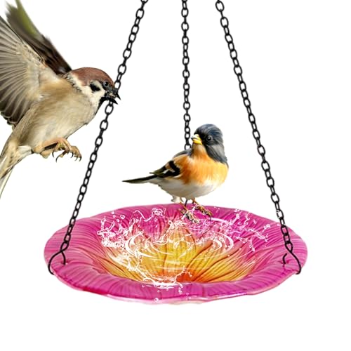 Ciotola Fontana Uccelli | Bacino a Forma di Fiore 20 Centimetri - Bacino da Bagno per Uccelli Appeso | per Esterno Natura Posteriore Cortile Balcone Cortile Patio Prato Fauna Selvatica Paesaggio