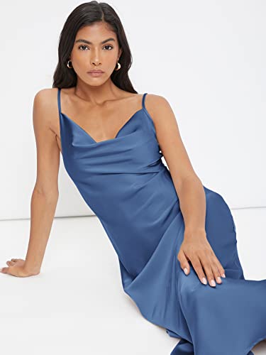 Image of Floerns Women's Spaghetti Strap Cowl Neck Long Slip Satin Silk Midi Dress
