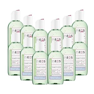INEOS Mini Antibacterial Hand Sanitiser Gel 50ml – Aloe & Lemongrass – Hospital Grade Disinfectant, Eliminates 99.9% of Viruses and Bacteria, 12 x 50ml, Travel, Holiday, and Festival Essentials