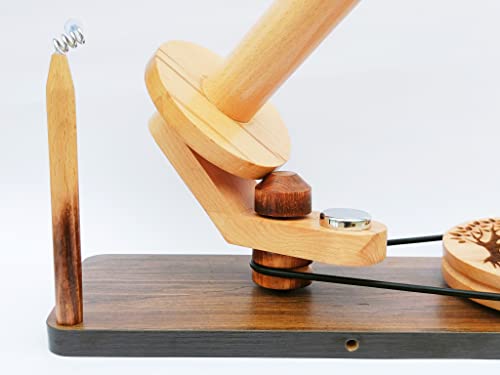 Image of Hind Handicrafts Wooden Yarn Ball Winder for Knitting Crocheting - Handcrafted - Natural Hand Operated - Knitter's Gifts Center Pull Ball Winder (Tree of Life 2A)