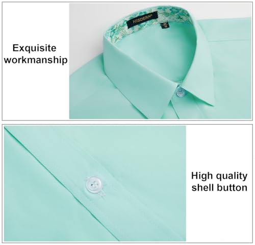 Image of HISDERN Mens Dress Shirts Long Sleeve Button Down Casual Shirts for Men Inner Contrast Formal Business Tuxedo Wedding Shirt