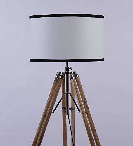 NauticalMart Timber Tripod Floor Lamp Stand Teak Wood- Home Decor (Shade not Included)