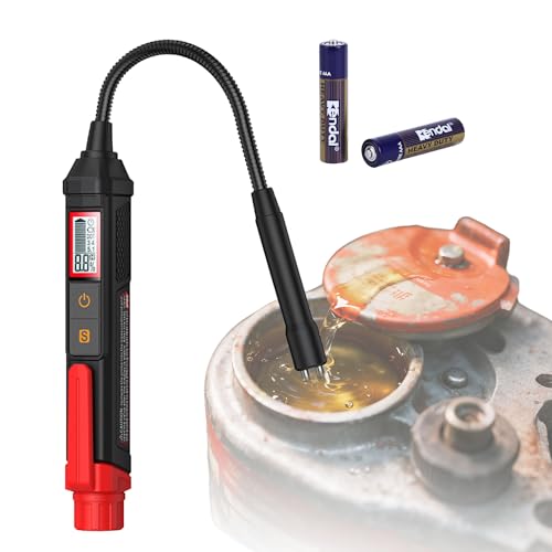 Fancysky Bremsflüssigkeitstester Bremsflüssigkeitsprüfer mit LED-Anzeige Datenhaltefunktion für DOT3 DOT4 DOT5.1 Auto & Motorrad 3 Sek. Ergebnis 3-farbige Warnung inkl. 2×AAA Batterien