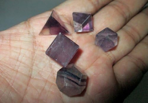 Miniatura 8 de Juegos de geometría sagrada de flurita púrpura azabache, folleto gratuito Jet International Crystal Therapy 5 piedras platónico sólido sólido grado