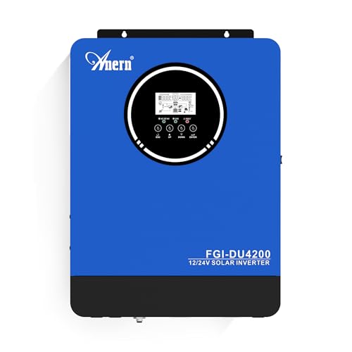 Anern Dual Voltage Hybrid Solar Inverter 4200W 24V 2300W 12V to 220-230VAC, Pure Sine Wave Off-Grid...
