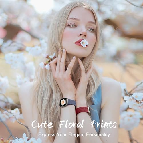 Image of SNBLK 6 Pack Floral Engraved Bands Compatible with Apple Watch Bands 40mm 41mm 42mm 38mm 44mm 45mm 46mm 49mm Women Men, Silicone Flower Pattern Strap for iWatch Series 11 10 Se Ultra 9 8 7 6 5 4 3 2 1