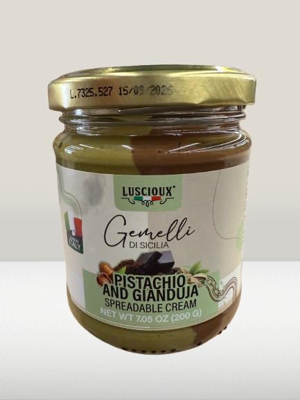 Pistachio Gianduia Spread 7.05 oz (200g) – Luscioux – Pack of 2 Spreadable Creams from Italy