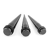 Piersando Dehnungsstab Ohr Piercing Dehnstift Dehner Ohrdehner Dehnstab Flesh Tunnel Plug Expander Taper Stab Gerade Schwarz 9er Set 1,6mm - 10mm