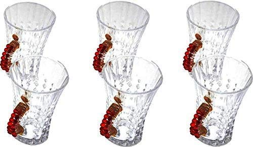 JewelKraftJewelKraft 6 Tomato red Beads Handle Designer Pudding or liquer Mugs