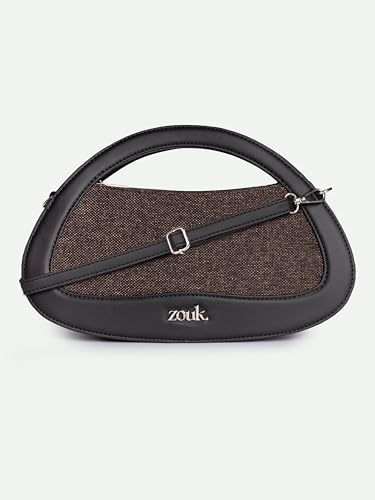 Image of ZOUK Nadia Sling Bag for Women - Stylish Crossbody with Cutout Top Handle | Handcrafted Shoulder Bag with Multiple Pockets & Water-Resistant Lining | Formal & Casual Use |
