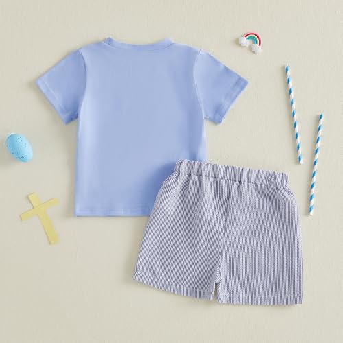 Image of Kavousa Toddler Boy Easter Outfit Baby Boy Bunny Short Sleeve T Shirt And Shorts Set 2 Piece Spring Summer Clothes