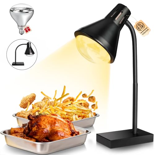 Food Heat Lamp [Fast & Uniform Heating] [Compact Design] Commercial Food Warmer Light, 250W Heat Lamp for Food, Warming Lamp for Parties, Buffet, Restaurant, Kitchen, Home Use (Black)