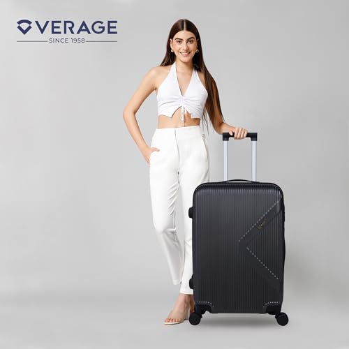 Image of ACEPACK Brampton 56 cms Dark Grey Hard Sided Cabin Size Luggage Trolley Bag for Travel Suitcase with 8 Spinner Wheels for Men and Women,