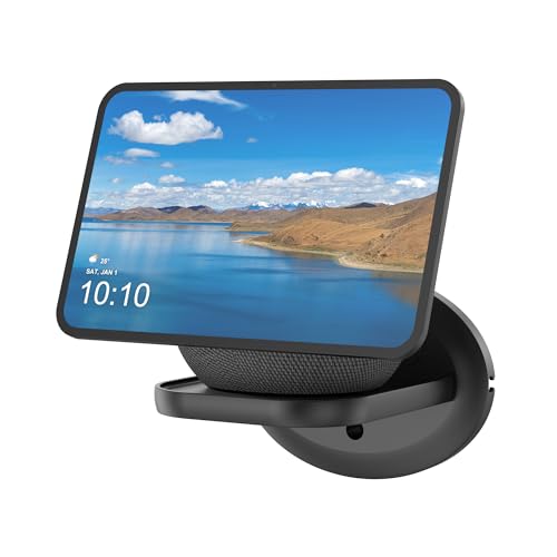 PlusAcc Wall Mount for Show 8 (2025 Release) & Show 11 & Nest WiFi - Space Saving Wall Holder Shelf Hanger for Speakers Less Than 15 lbs, Built-in Cable Management (Black)