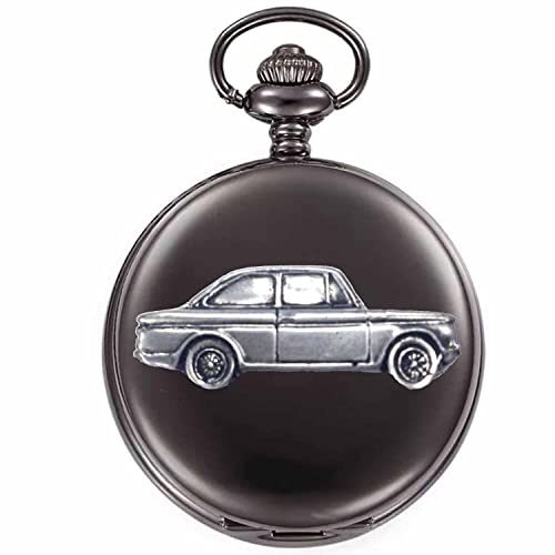 Montre de poche à quartz Ref243 avec motif de voiture en étain