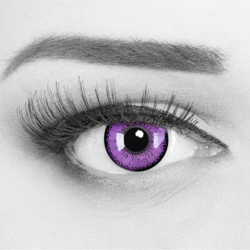 MERALENS Halloween lila farbige Kontaktlinsen Purple Flower, 2 Stück (1 Paar), Ohne Sehstärke, Kontaktlinse farbig für Cosplay, Karneval, Fasching, Anime, Kostüm ohne Stärke