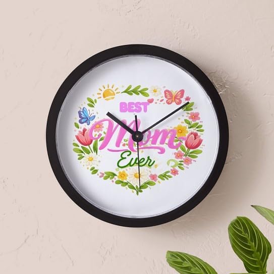 CafePress Best Mom Ever Floral Spring Mother's Day Design 10" Wall Clock for Livingroom, Kitchen, or Office