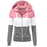 KEBORUILA Damen Jacke Sweatjacke Hoodie Sweatshirt Pullover Oberteile Kapuzenpullover,Pink,M