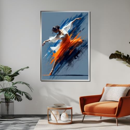 Toile imprimée orange et bleu art abstrait de ballet 50x70