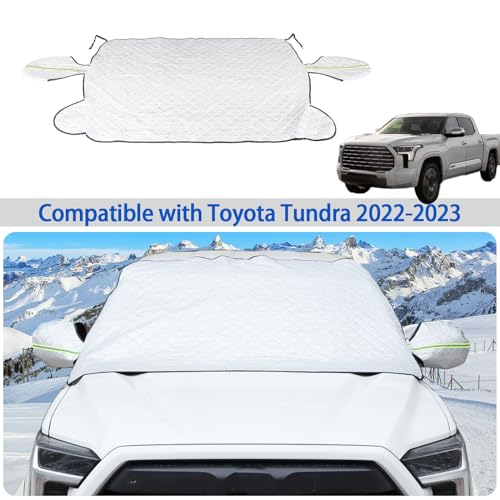 Image of Windshield Snow Cover Fit for Toyota Tundra 2022-2024, Front Windshield Cover for Ice and Snow, Windshield Ice Cover Protects from Rain, Sun, Frost (Silver)