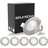 Baumsohn® 6er Set LED Einbaustrahler 68mm - 75mm I Badezimmer geeignet I IP44 neutralweiß 230V CRI 90 5W 450lm 4000K 68mm I Edelstahldesign für Bad I LED Spot Deckeneinbauleuchte flach