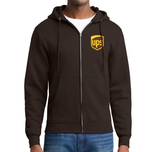 BestSyracuse UPS Side Chest Embroidered Zip Up Dark Brown Hoodie Sweatshirt (US Alpha XX-Large Regular Regular)