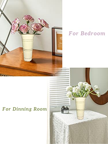 Yaartz Galvanized Metal Vases Farmhouse French Flower Bucket Rustic Style Metal Flower Holder For Home Decor Restaurant Decor Party Decor（Beige, 9 Inches, Set Of 4） #TOP4