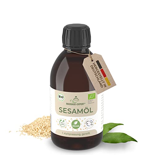 MASSAGE-EXPERT Bio Sesamöl kaltgepresst & gereift – für Küche, Ayurveda, Pflege & Massage...