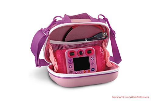VTech - Sacoche Transport KidiZoom Rose, Accessoire Appareil Photo Enfant avec Compartiments de Rangement, Bandoulière Réglable, Compatible Tous Modèles, Cadeau Enfant Dès 3 Ans - Contenu en Français