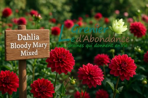 20 graines à semer - Le Grenier d'Abondance - Dahlia Bloody Mary Mixed - Dahlia variabilis