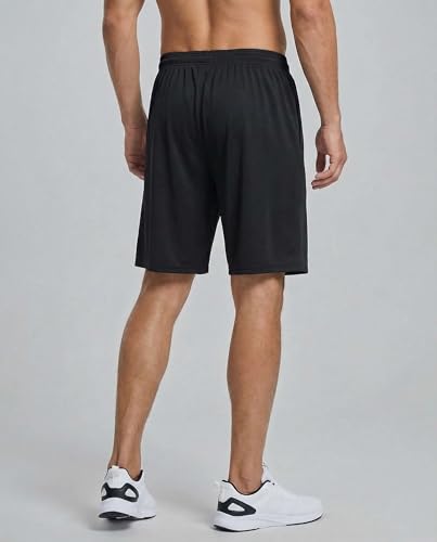 Image of Real Essentials Men's 5 Pack: 9 inch Dry-Fit Shorts - Athletic Gym, Workout, Basketball, Running, Casual Lounge Active Pockets